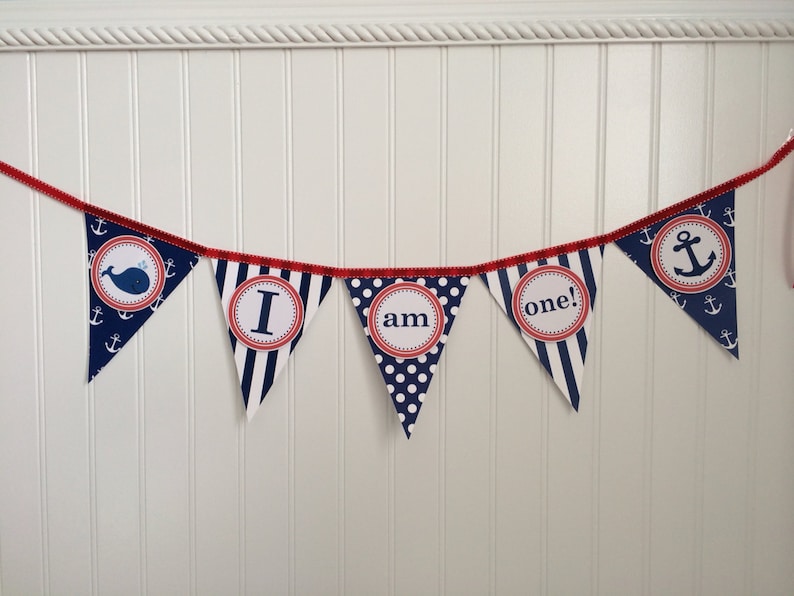 DIY - Instant Download I am One Nautical Birthday High Chair Banner