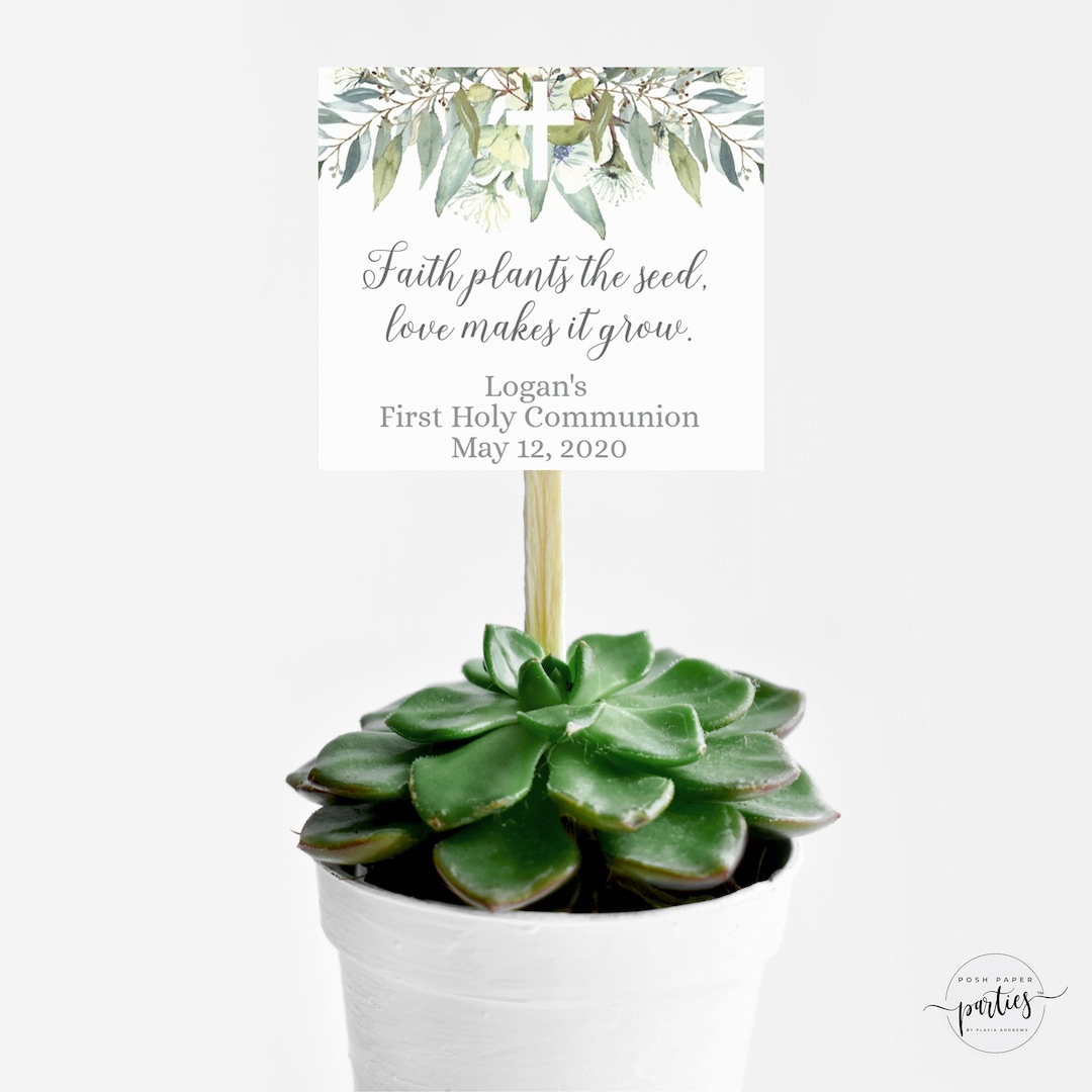 Faith Plants the Seed Love Makes It Grow Editable Boy's First Communion