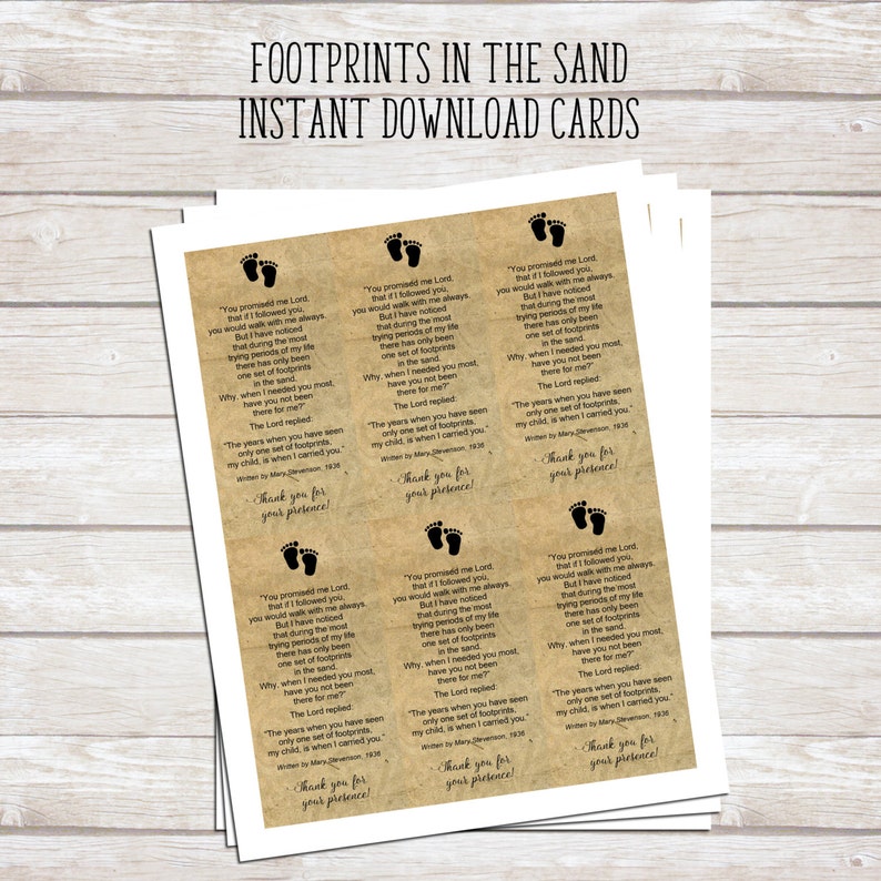 Footprints inside of the Sand Printable Poem - Child Baptism Desire - Printable Playing cards - Immediate Down load image regarding Footprints in the Sand Poem Printable Version named Footprints inside the Sand Printable Poem - Kid Baptism Like - Printable Playing cards - Fast Down load