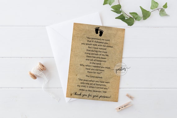 Footprints in the Sand Printable Poem • Baby Baptism Favor • Printable ...
