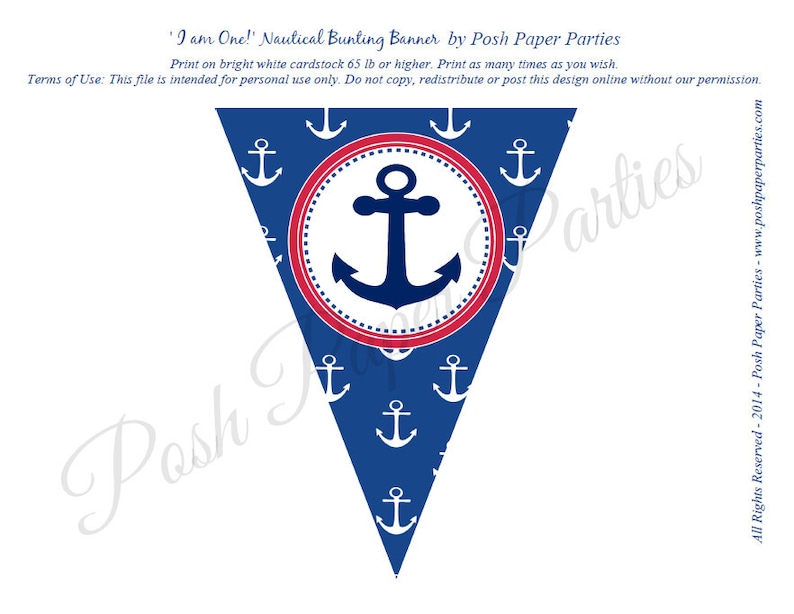 DIY - Instant Download I am One Nautical Birthday High Chair Banner