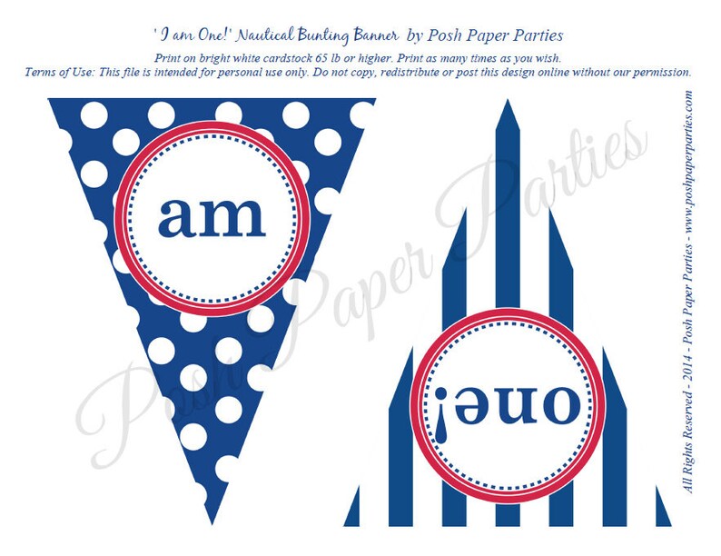 DIY - Instant Download I am One Nautical Birthday High Chair Banner