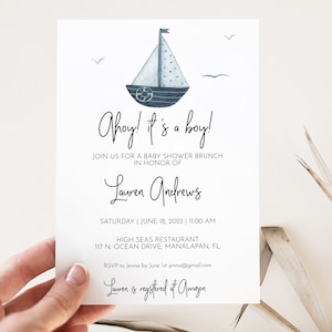 Nautical Baby Shower Invitation • Ahoy It&#39;s a Boy Baby Shower Invitation • Nautical Theme Baby Shower • NAU2