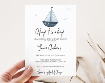 Nautical Baby Shower Invitation • Ahoy It's a Boy Baby Shower Invitation • Nautical Theme Baby Shower • NAU2