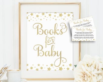 Books for Baby Cards and Sign Bundle • Gifts Sign • Twinkle Twinkle Little Star Gender Neutral Baby Shower • Instant Download • TLS