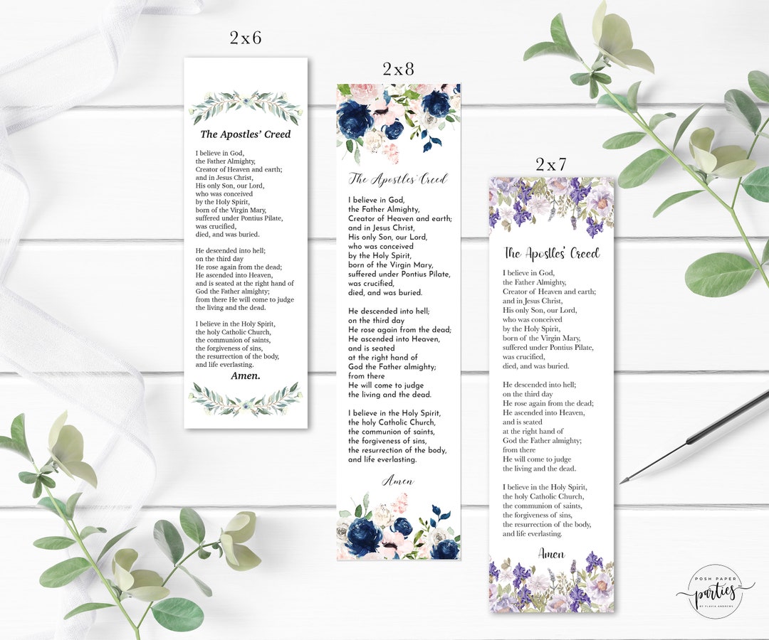 The Apostles Creed Prayer Printable Bookmarks Instant - Etsy
