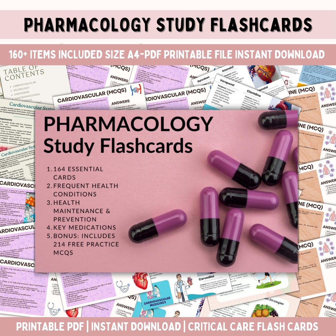 Pharmacology Flashcards for Nursing – 280+ Drug Study Cards ...