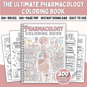 Nursing Pharmacology Coloring Book | Drug Mnemonics Mechanism of Action Classes | NCLEX Study Guide | Pharmacy Med Student Notes