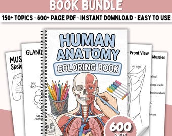 600+ Human Anatomy Coloring Book | Nursing School Study Guide | Body Systems Anatomy & Physiology Coloring Pages | Medical Student Exam Prep