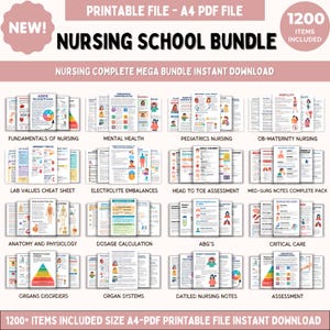 Comprehensive Nursing School Bundle | Study Guide Bundle | Nursing School Note | Digital Download | 1200+Pages of Study note.