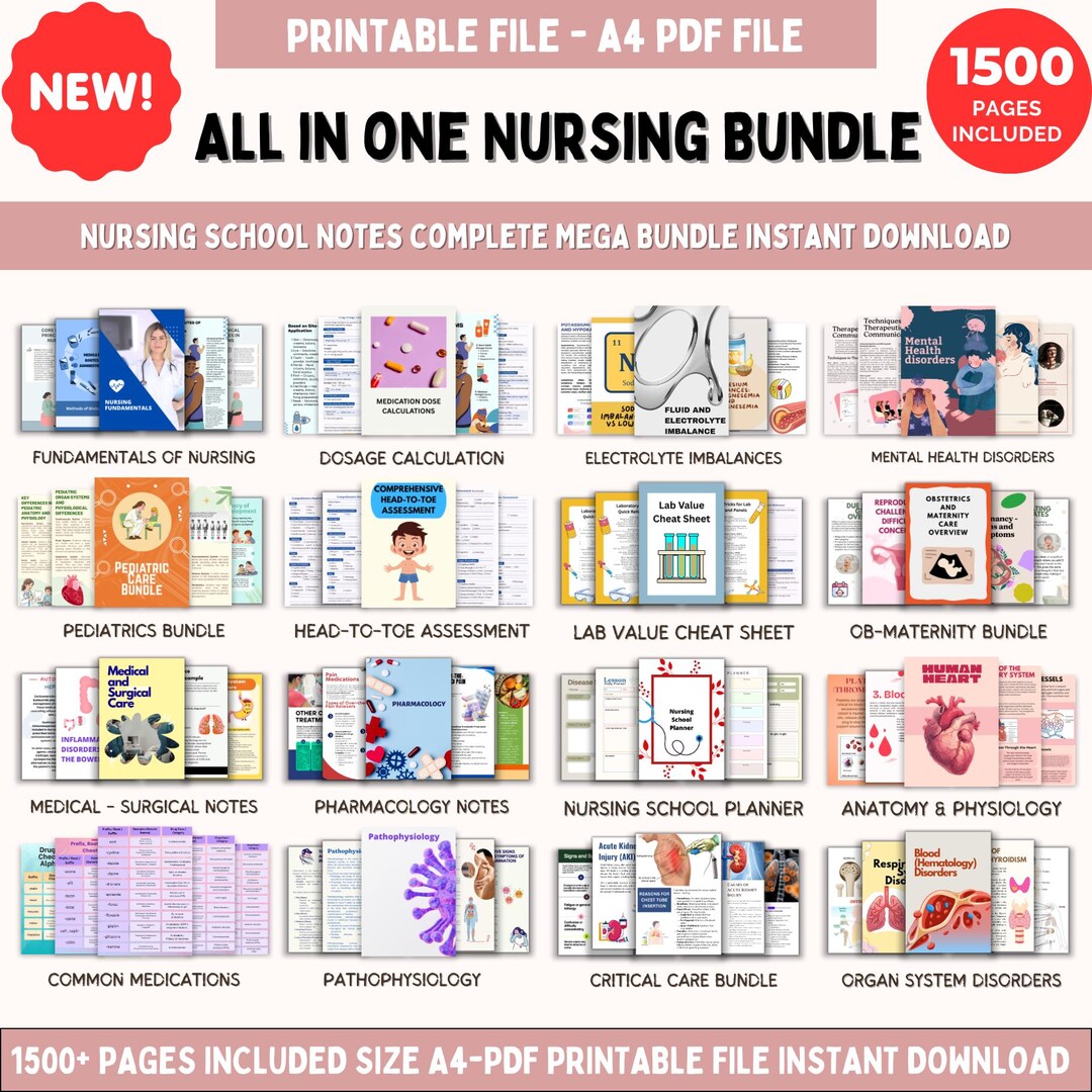 Nursing School Notes 1500+ Pages, Nclex Study Guide | Medsurg ...