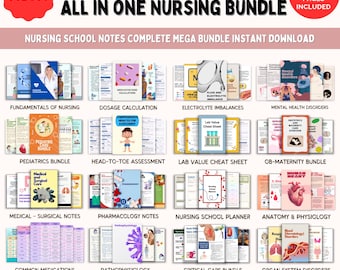 Aantekeningen verpleegschool, 1500+ pagina's, Nclex-studiegids | MedSurg | Farmacologie |  Digitale download