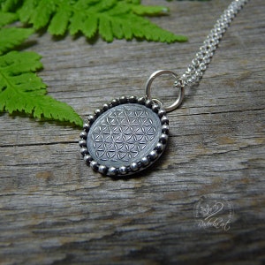 Silver Flower Of Life Necklace, Sterling Silver Zen Yoga Jewelry, Spiritual Pendant, Kabbalah, Sacred Geometry