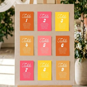 Bright Summer Amalfi Coastal Wedding Seating Chart Cards Table Numbers 5x7 Editable Canva Template Tropical  Printable Instant Download 4x6