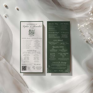 Forest Green Wedding Fan Template Scotland Highlands Floral Infographic Timeline Editable Canva Ceremony Countryside Wedding Decor Botanical