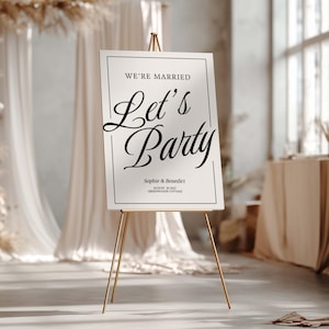 Lets Party Wedding Reception Welcome Sign Template Editable Canva Minimalist Modern Elegant After Party Poster Printable Sign Instant PDF DL