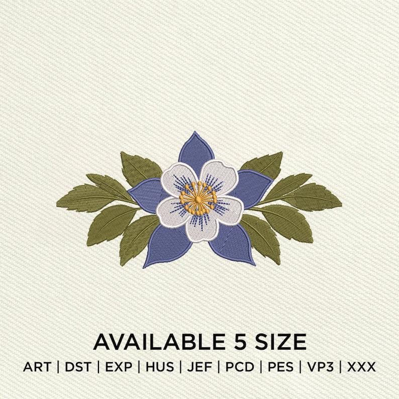 Blue Floral Embroidery Design, Minimal Botanical Machine Pattern ...