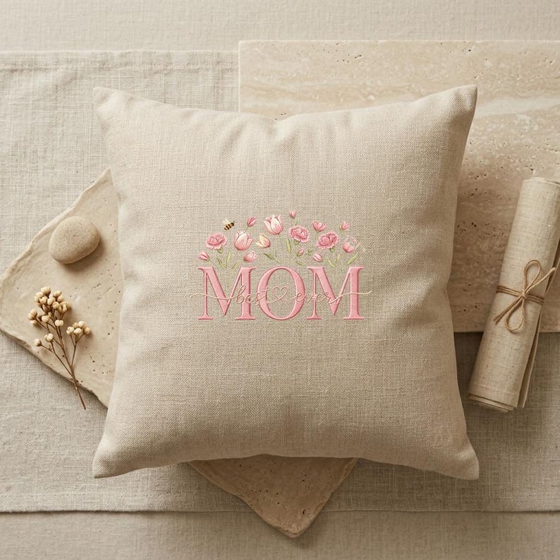Mom Printed Pattern Floral Mom Embroidery Design, Mother's Day Stitch Pattern (digital ...