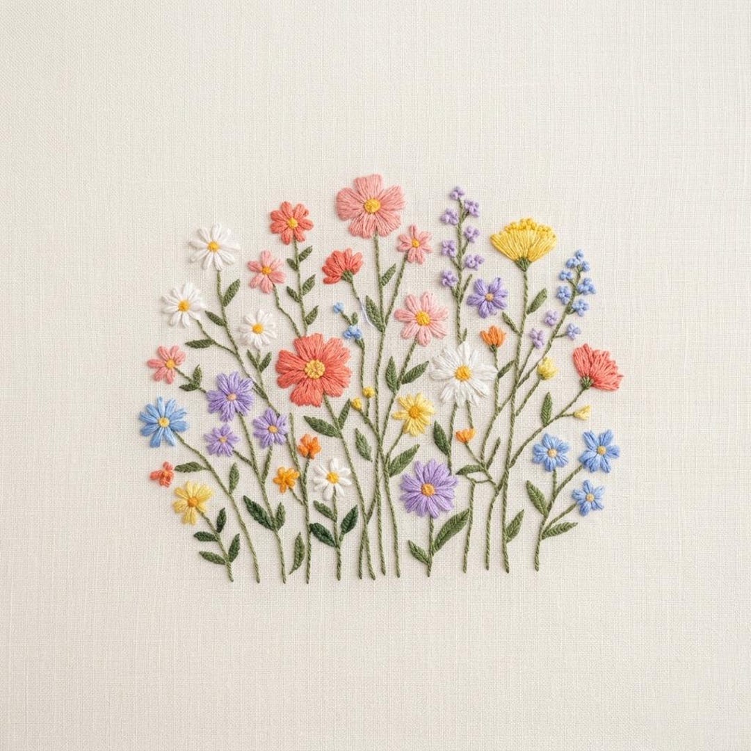 Wildflower Meadow Embroidery Design, Floral Field Machine File (instant ...