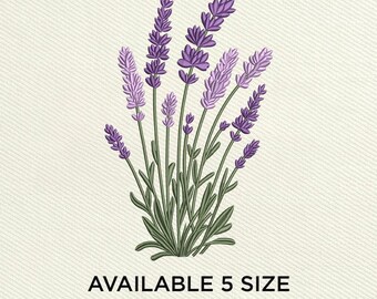 Lavender Flower Embroidery Design, Purple Botanical Floral, Provence Style Spring Flowers Machine Embroidery