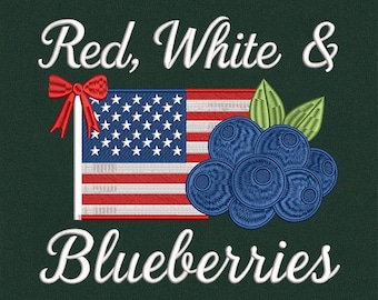 Vaterhafte USA Flagge Stickdatei, Rot weiße Heidelbeeren, Stickdatei