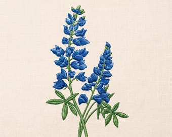 Bluebonnet Flower Embroidery Design, Texas Wildflower Bouquet Machine File (Instant Download)