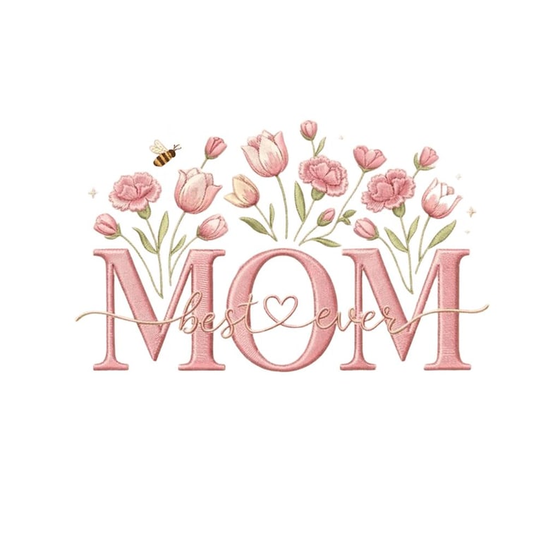 Mom Printed Pattern Floral Mom Embroidery Design, Mother's Day Stitch Pattern (digital ...