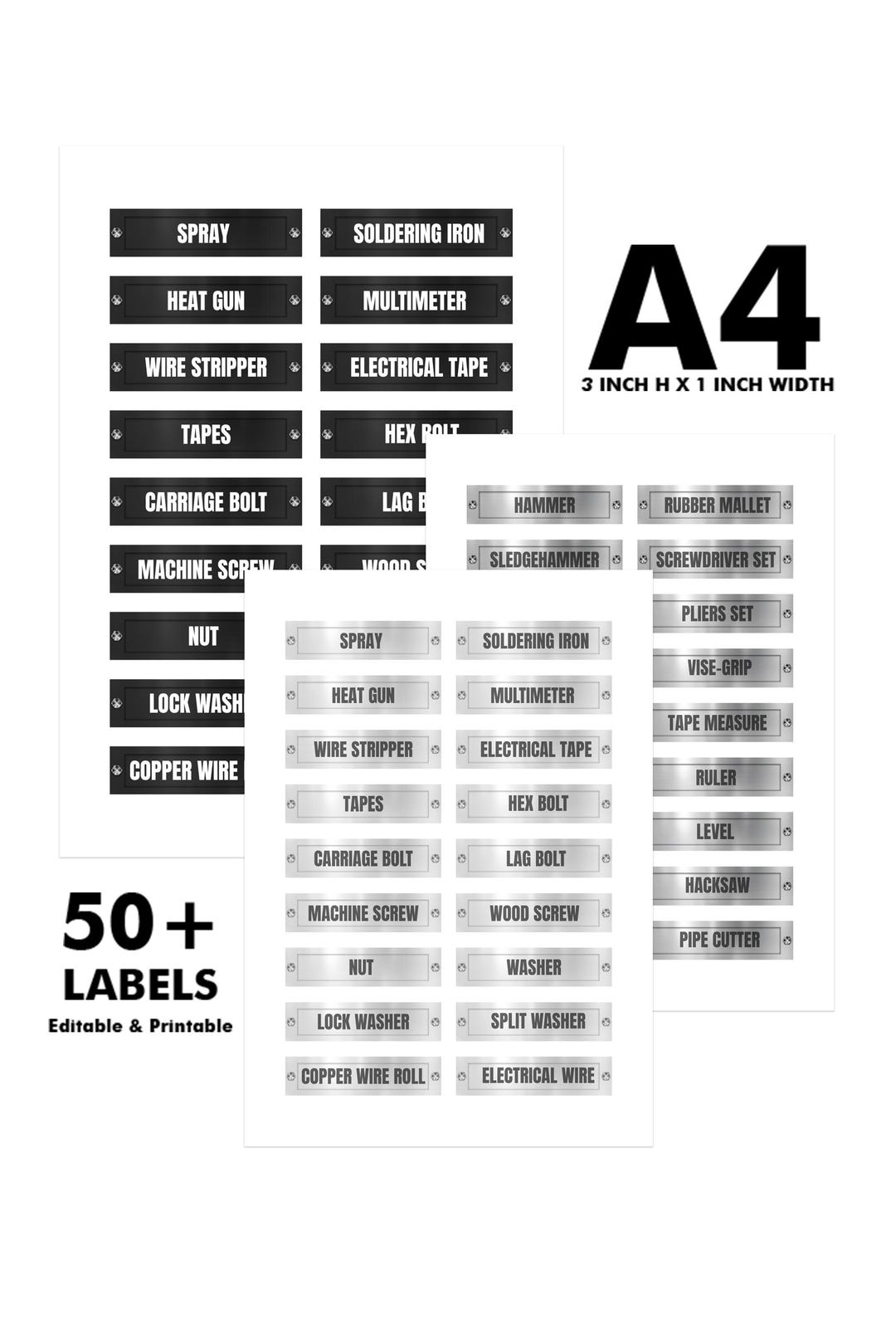 50+ Mechanic Tool Labels: Garage Workshop Stickers (digital Download ...