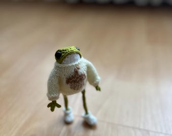 Handmade Crochet Frog Plush Toy: Soft Cotton Amigurumi Christmas Gift Bag charms