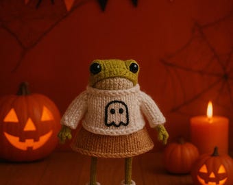 Handmade Crochet Frog Plush Toy: Soft Cotton Amigurumi Christmas Gift Bag charms