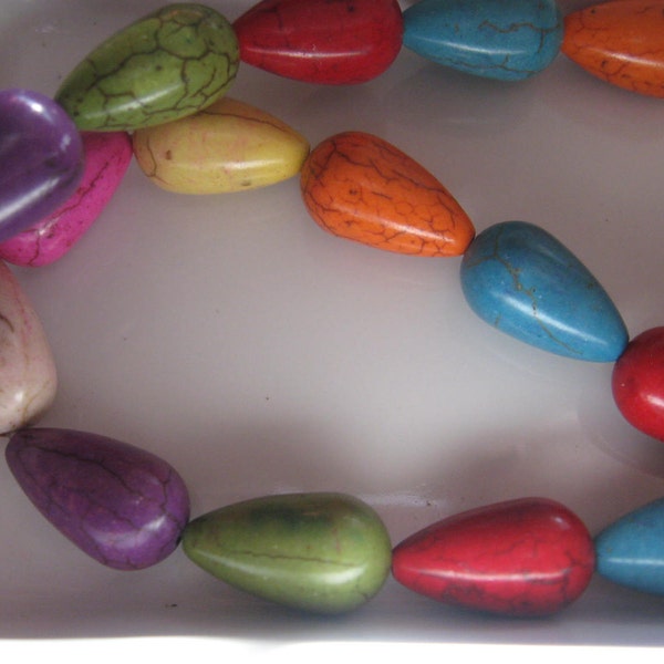22  Mixed colors howlite  Gemstone Beads  Drop