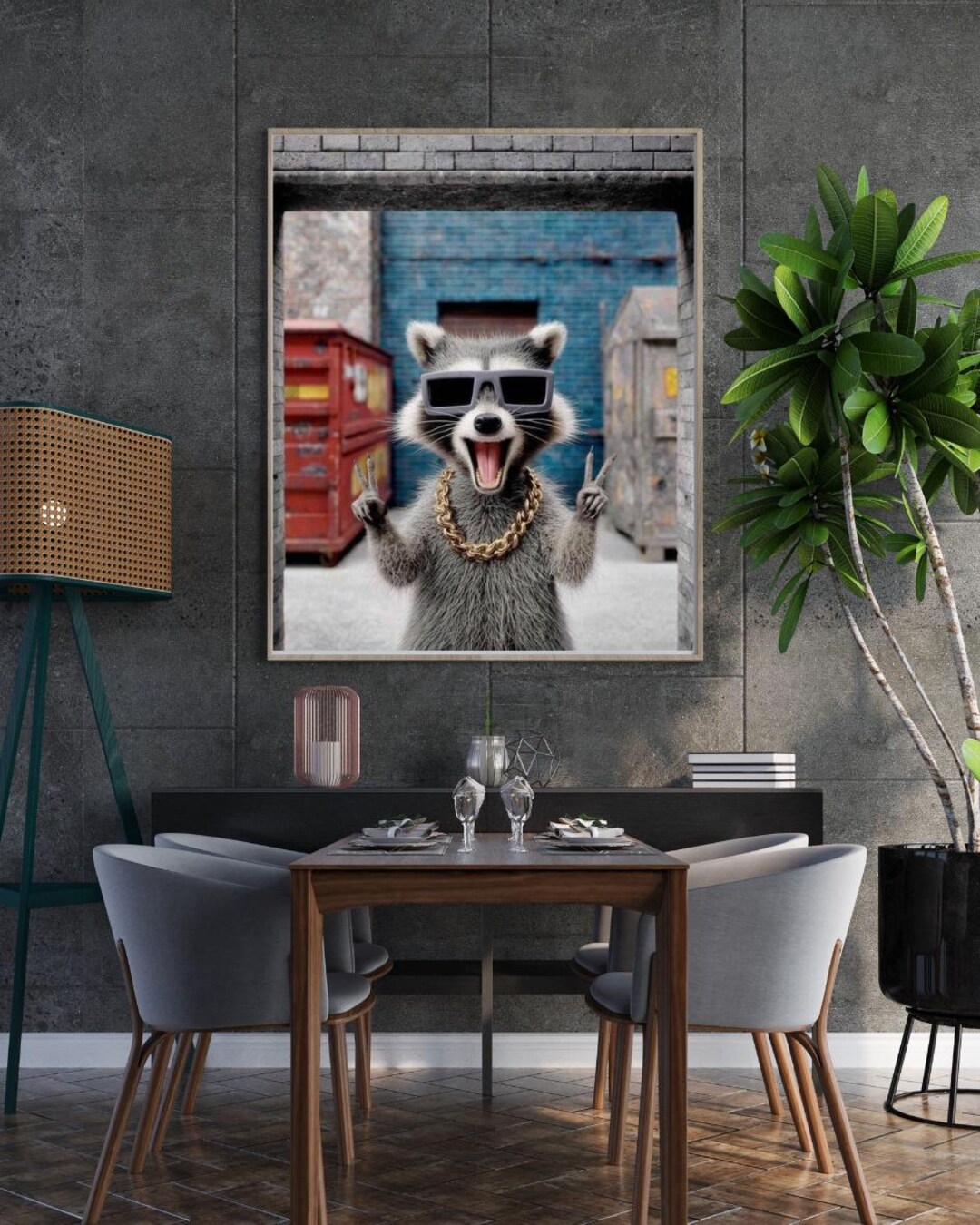 Raccoon Rapper Art Print: AI Generated Wall Decor (digital Download) - Etsy