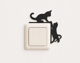 Cat light switch decoration | 2 playing cats wall decoration for a light switch or socket