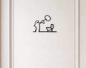 Sign for on the toilet by inspired by La Linea - Funny toilet decoration