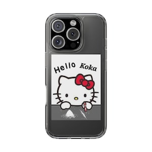 Hello Kitty 'Doing Cocaine' Clear Phone Case: Quirky Phone Decor