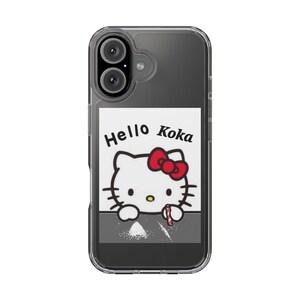 Hello Kitty 'Doing Cocaine' Clear Phone Case: Quirky Phone Decor