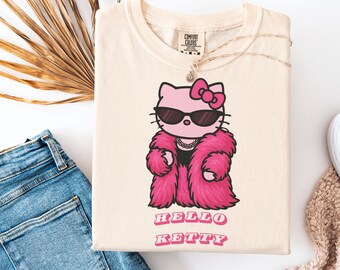 Hello Kitty Mädchen Sweatshirt – Mit Zucker-Glitter-Flocking Und Fashion Rib, Langarm