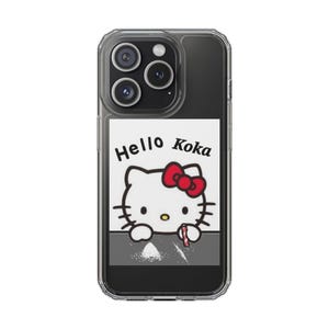 Hello Kitty 'Doing Cocaine' Clear Phone Case: Quirky Phone Decor