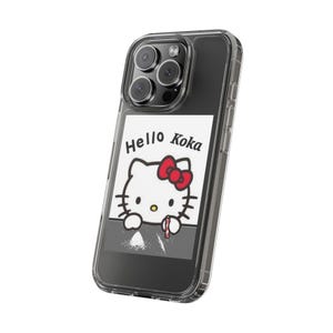 Hello Kitty 'Doing Cocaine' Clear Phone Case: Quirky Phone Decor