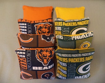 Green Bay Packers Cornhole Bean Bags - Set Of 8 - Official Team Colors For Baggo Game