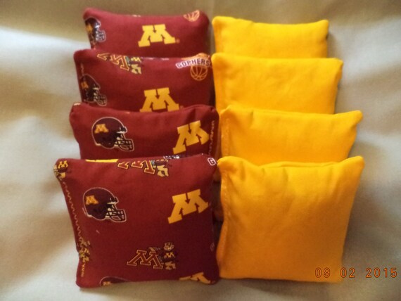MINNESOTA GOPHERS /& VIKINGS CORNHOLE BEAN BAGS TAILGATE TOSS SET OF 8