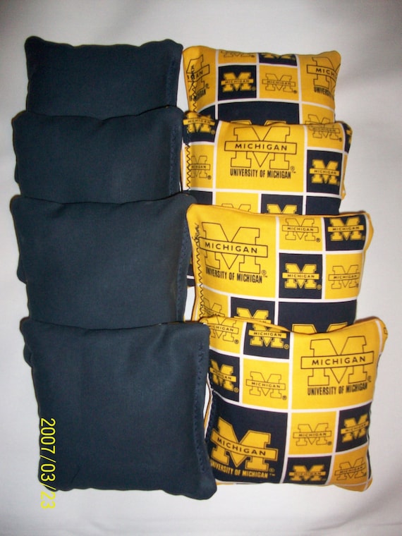 OF MICHIGAN WOLVERINES Cornhole Bean Bags Set of 8 ACA Regulation Bags UNIV 