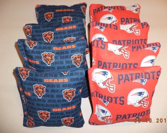 Cornhole bags Chicago Bears New England Patriots Slick n Stick Stop n Go  baggo tailgate toss bags