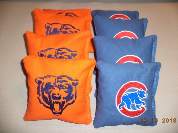 CORNHOLE BEAN BAGS Chicago Bears Blue & Orange 8 ACA Regulation Bags TAILGATE!! 
