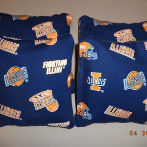 Cornhole bags Fighting Illini corn hole bean bags 4 regulation size baggo bean bags
