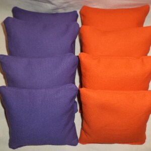 Cornhole Bags 8  Purple and Orange corn hole bean Bags ACA Regulation bags