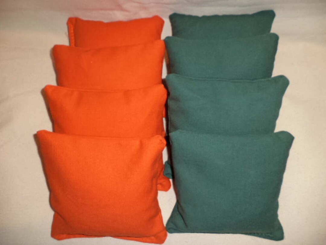 Cornhole Bean Bags Orange and Hunter Green Corn Hole Bean Bags 8 ACA