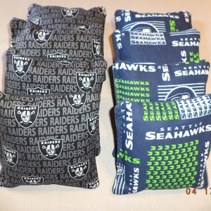Cornhole bags Seattle Seahawks Las Vegas Raiders tailgate toss bags game