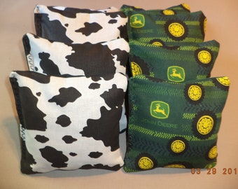 Cornhole Bags John Deere Cow print corn hole bean bags 8 ACA Regulation bean bag toss