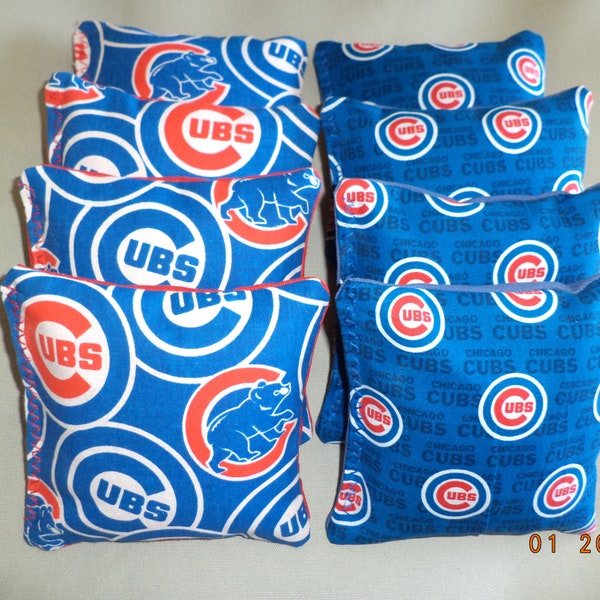 CHICAGO CUBS 4 Cornhole Bags Bean Toss Print 2 Sides